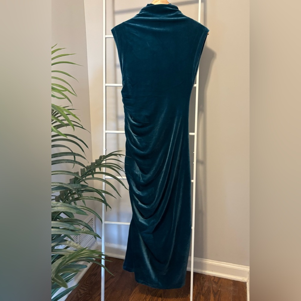 Anthropologie Teal Velvet Maxi Dress NWT - Picture 9 of 11